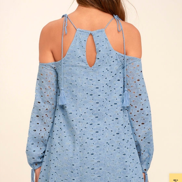 J.O.A. Soul Mate Light Blue Lace Off-the-Shoulder - Picture 3 of 7